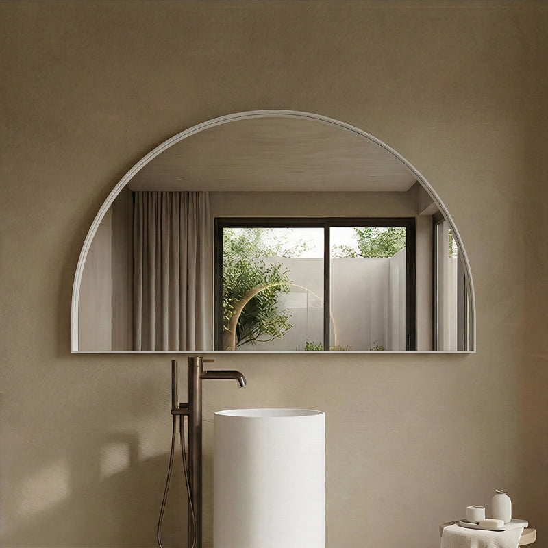 Lukka Arco 1500 x 1000mm Half Moon Framed Mirror - Matte White - product image
