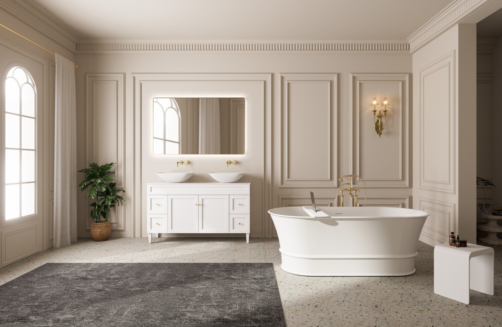 Lukka Harold 1700mm Freestanding Solid Surface Bath - Matte White - product image