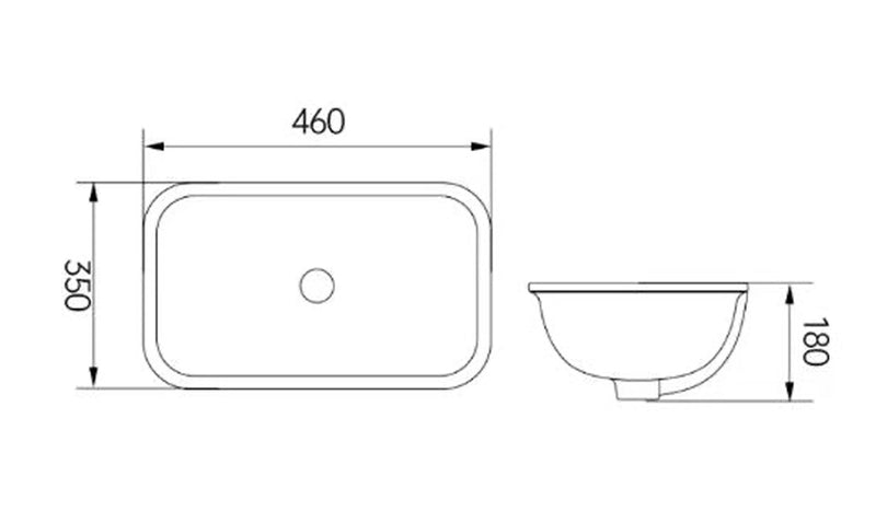 Lukka Kliff 460mm - line drawing