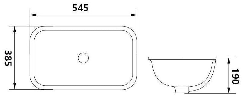 Lukka Kliff 545mm - line drawing