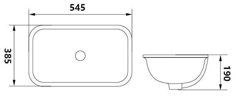 Lukka Kliff 545mm - line drawing