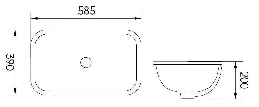 Lukka Kliff 585mm - line drawing