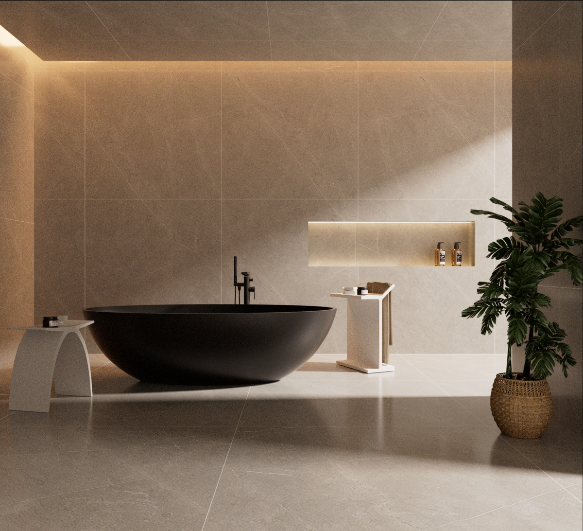 Lukka Kirra Cone 1760mm Freestanding Solid Surface Bath - Matte Black - product image