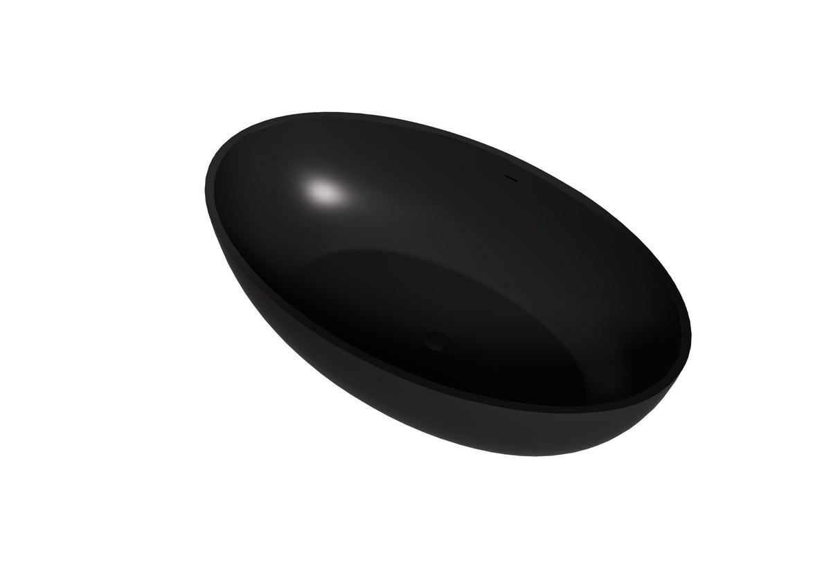 Lukka Kirra Cone 1760mm Freestanding Solid Surface Bath - Matte Black - product image
