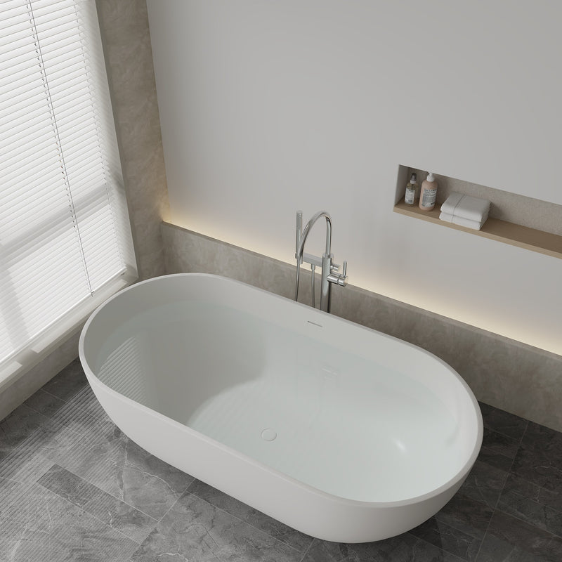 Lukka Kirra 1400mm Freestanding Solid Surface Bath - Matte White - product image