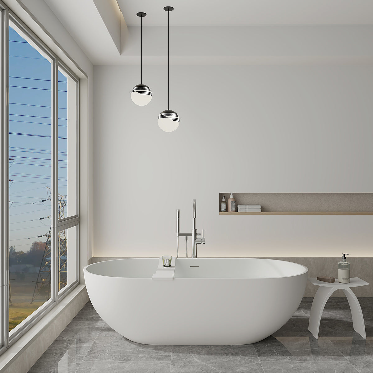 Lukka Kirra 1700mm Freestanding Solid Surface Bath - Matte White - product image