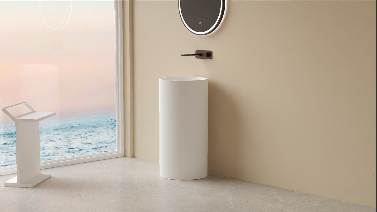 Lukka Olley 450mm Pedestal Basin - Matte White - product image