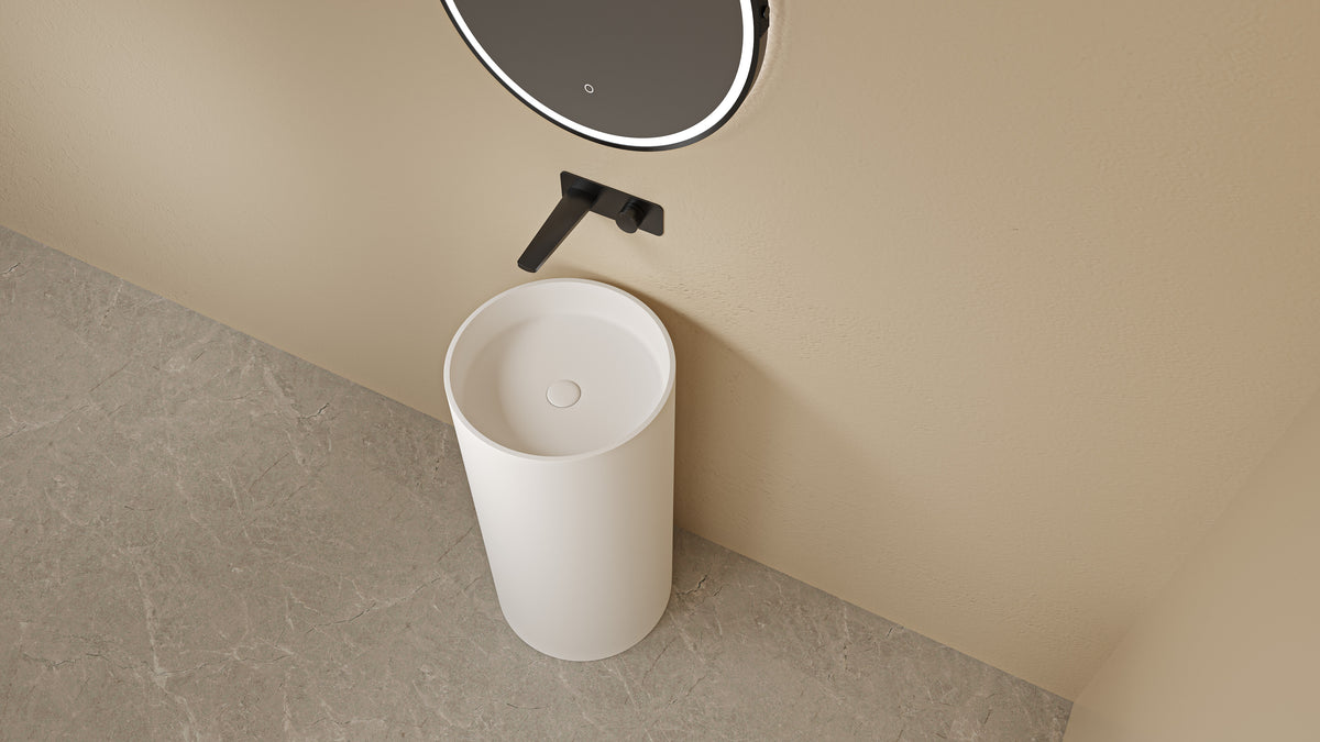 Lukka Olley 450mm Pedestal Basin - Matte White - product image