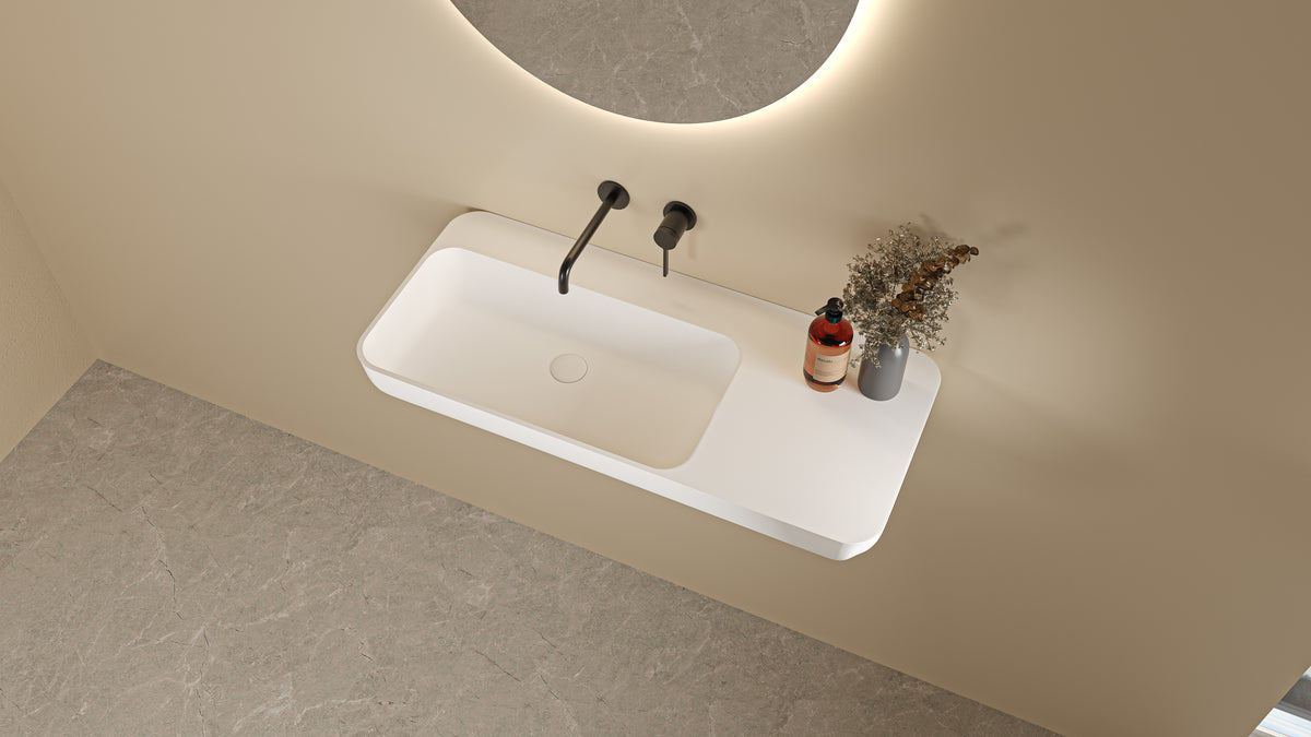 Lukka Roccia 900mm Wall Hung Basin - Matte White - product image