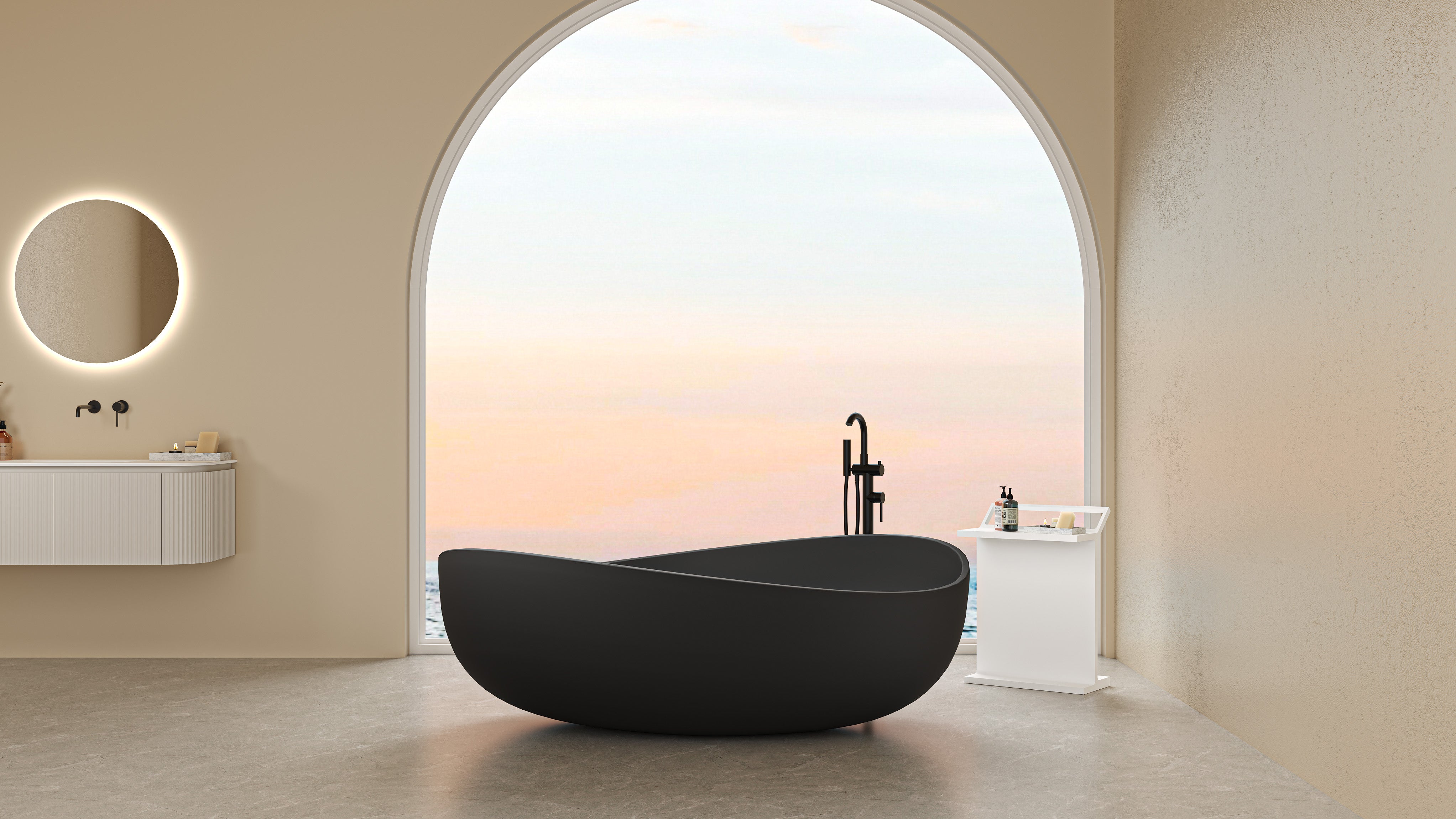 Lukka Waverton 1800mm Freestanding Solid Surface Bath - Matte Black - product image