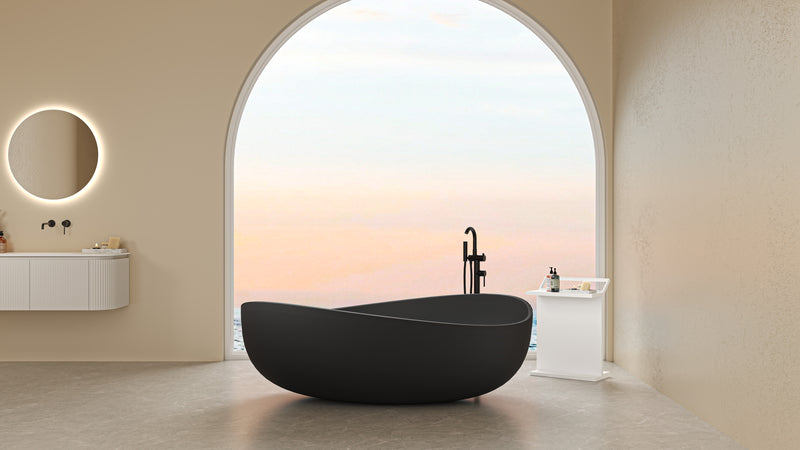 Lukka Waverton 1800mm Freestanding Solid Surface Bath - Matte Black - product image