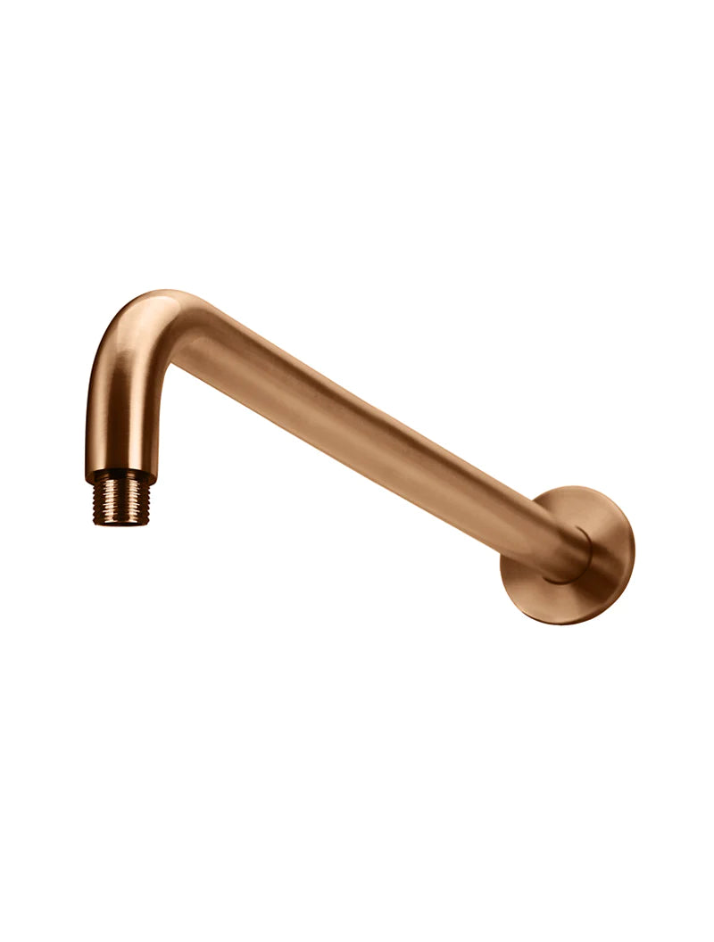 Meir Round Wall Shower Curved Arm 400mm, Lustre Bronze