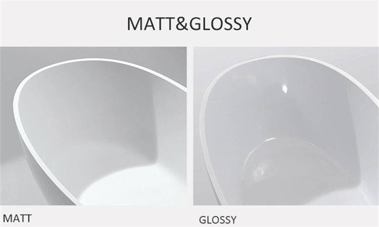 1500x750x680mm Evie Oval Bathtub Freestanding Acrylic Matt White Bath tub NO Overflow