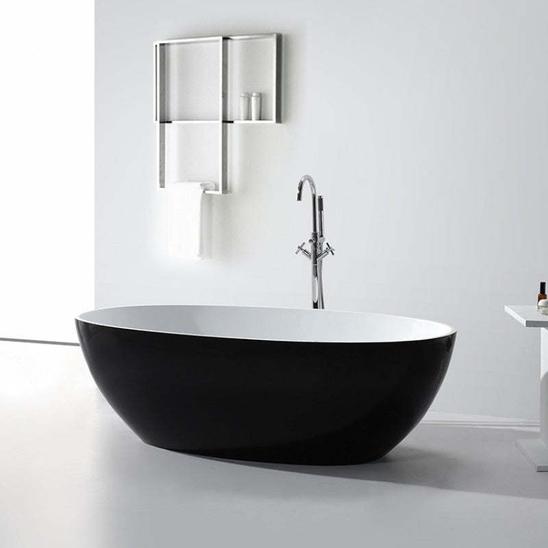 1700x810x590mm Stella Oval Bathtub Freestanding Acrylic Matt Black & Matt White Bath tub NO Overflow