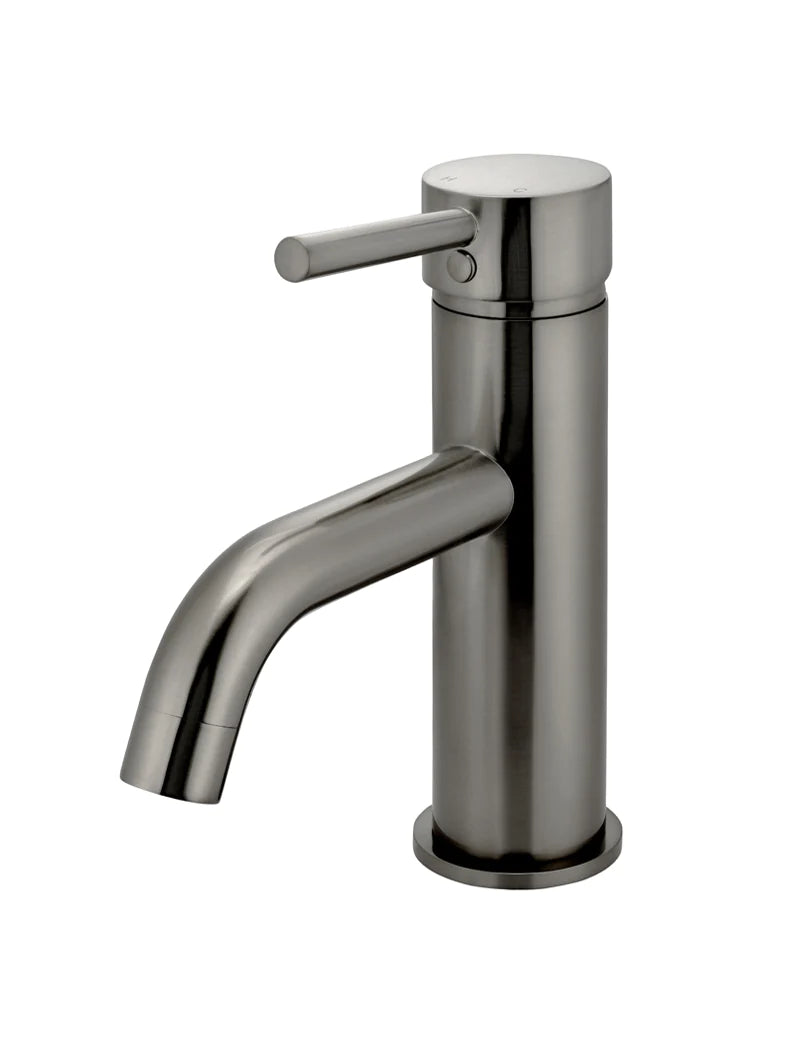 Meir Round Basin Mixer with Curved Spout - Shadow