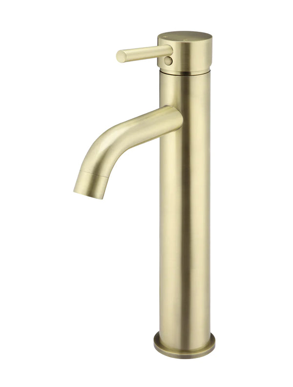 Meir Round Tall Tiger Bronze Basin Mixer with Curved Spout