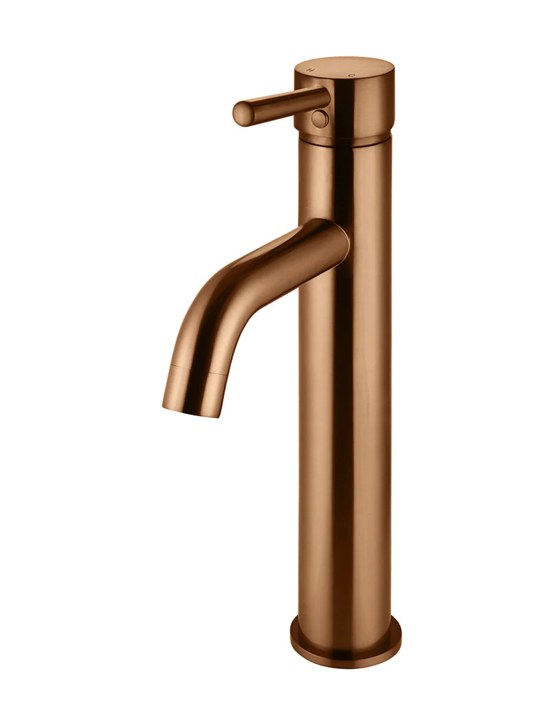Meir Round Tall Basin Mixer Curved, Lustre Bronze