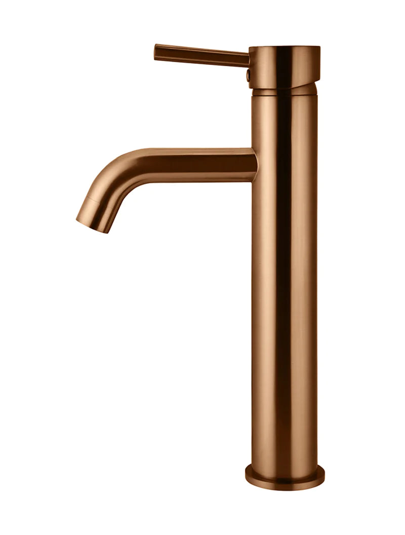 Meir Round Tall Basin Mixer Curved, Lustre Bronze