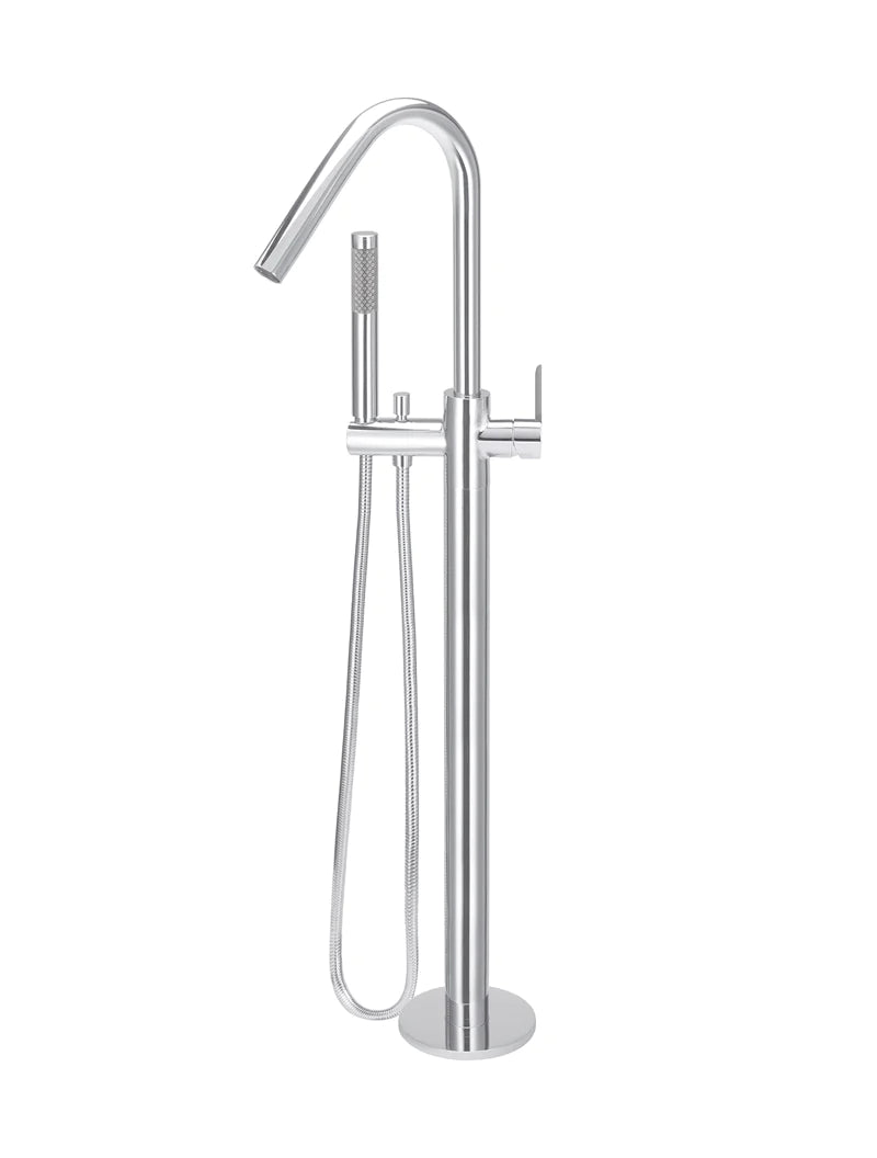 Meir Round Paddle Freestanding Bath Spout and Hand Shower Polished Chrome