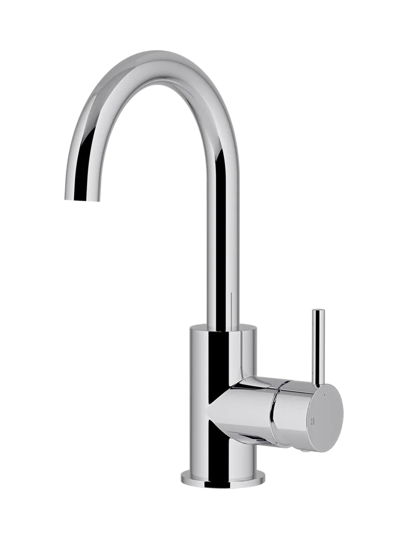 Meir Round Gooseneck Basin Mixer with Cold Start Chrome