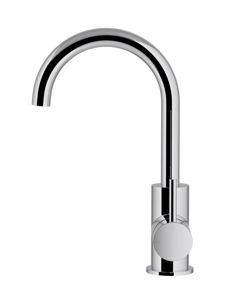 Meir Round Gooseneck Basin Mixer with Cold Start Chrome
