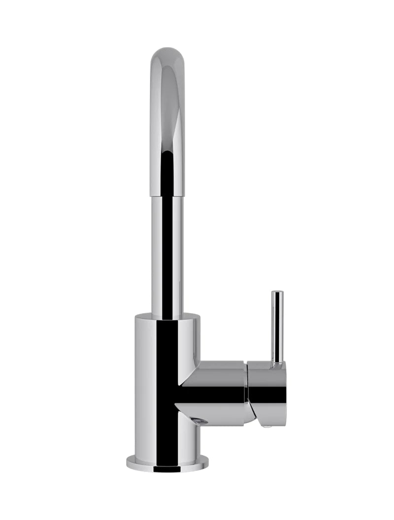 Meir Round Gooseneck Basin Mixer with Cold Start Chrome