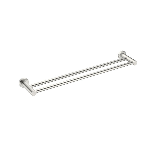 Nero MECCA DOUBLE TOWEL RAIL 600MM Brushed Nickel