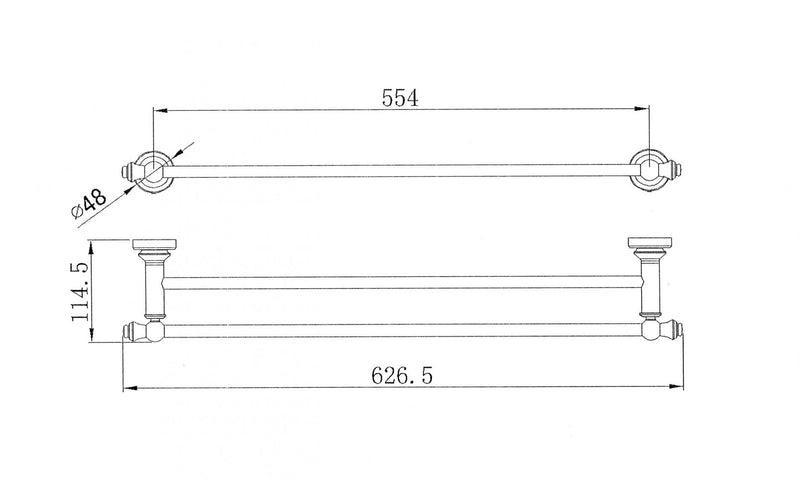 Modern National Medoc Double Towel Rail PVD Warm Brushed Nickel