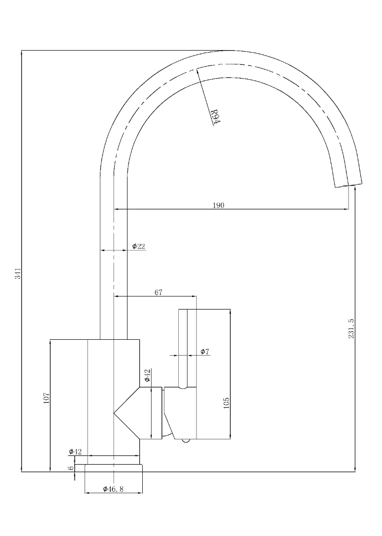 Ovia Milan Swivel Kitchen Mixer Matte Black