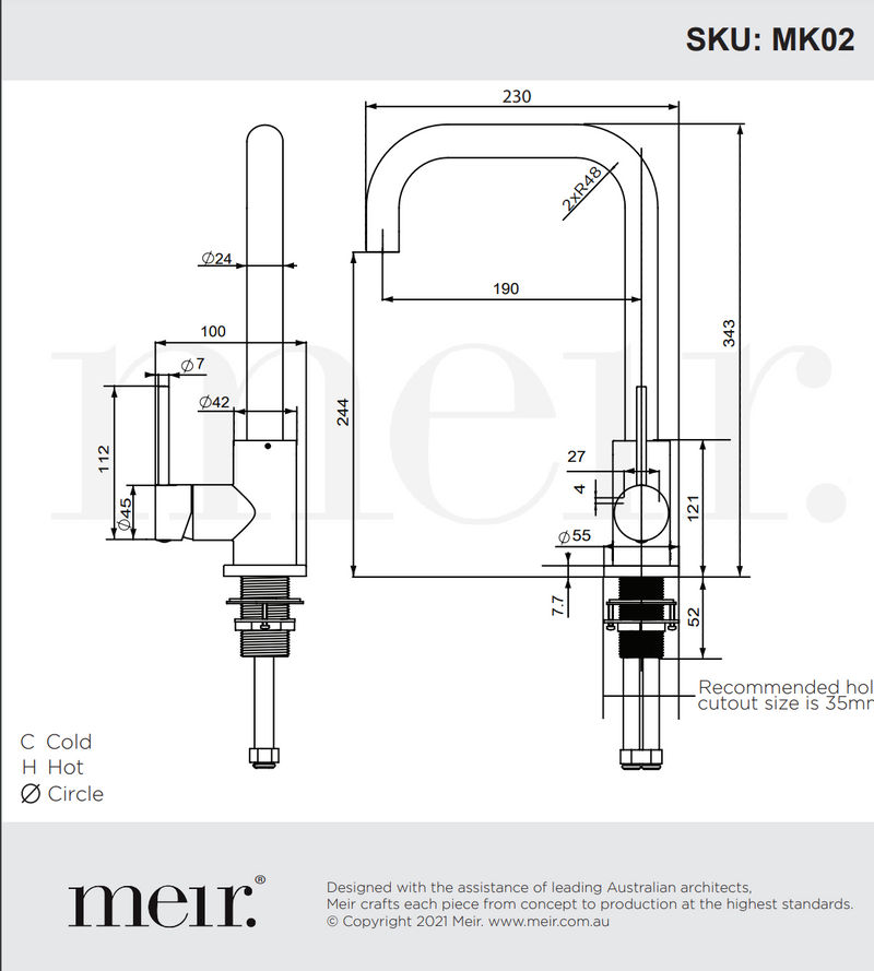 Meir Round Kitchen Mixer Tap Matte Black
