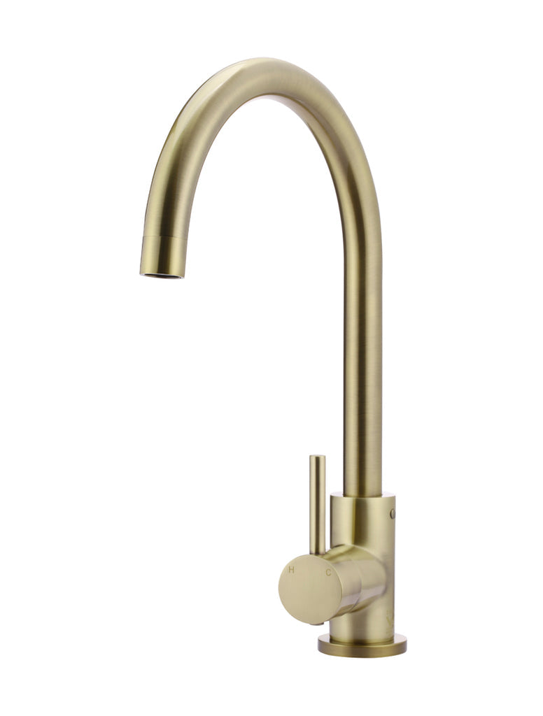 Meir Round Gooseneck Kitchen Mixer Tap Tiger Bronze 