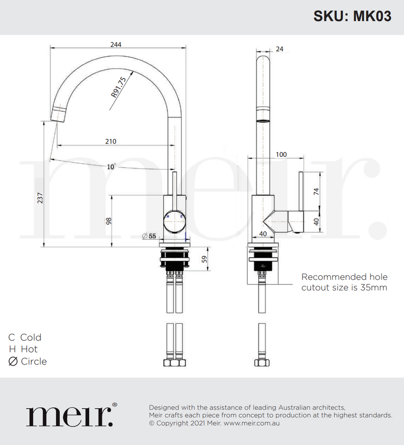 Meir Round Gooseneck Kitchen Mixer Tap Matte Black