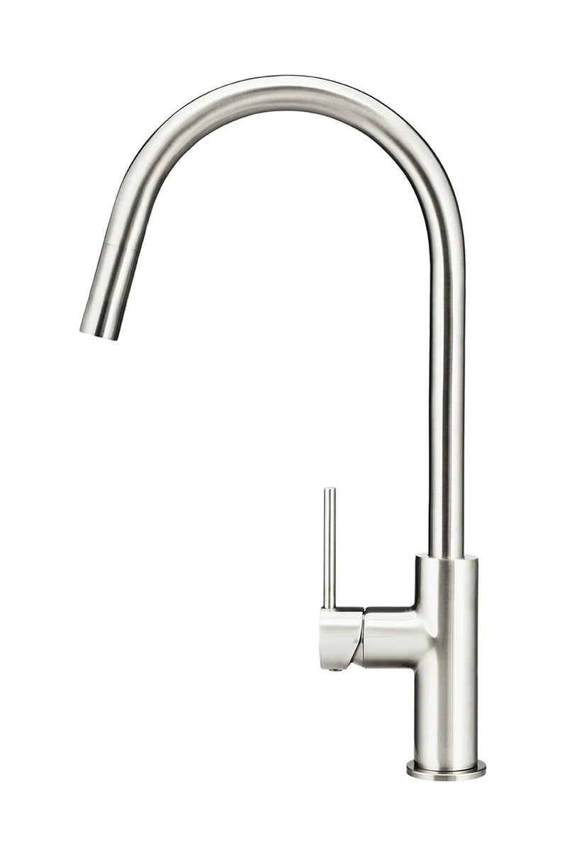 Meir Round Piccola Pull Out Kitchen Mixer Tap PVD Brushed Nickel