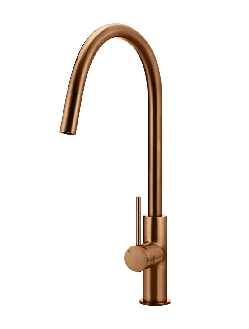 Meir Round Piccola Pull Out Kitchen Mixer Tap, Lustre Bronze