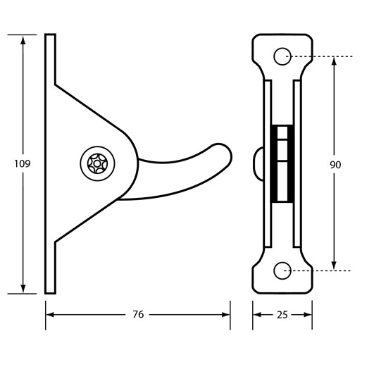 Metlam Collapsible Coat Hook - Mounting Visible Screw Fix