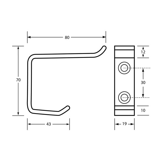 80mm Projection Metlam Coat Hook