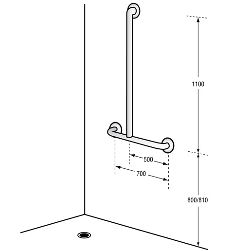 Metlam Offset Flush Mount Shower Grab Rail Lh & Rh