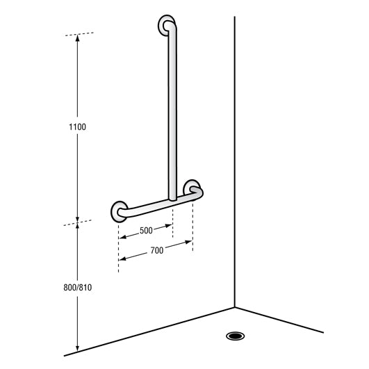 Metlam Offset Flush Mount Shower Grab Rail Lh & Rh