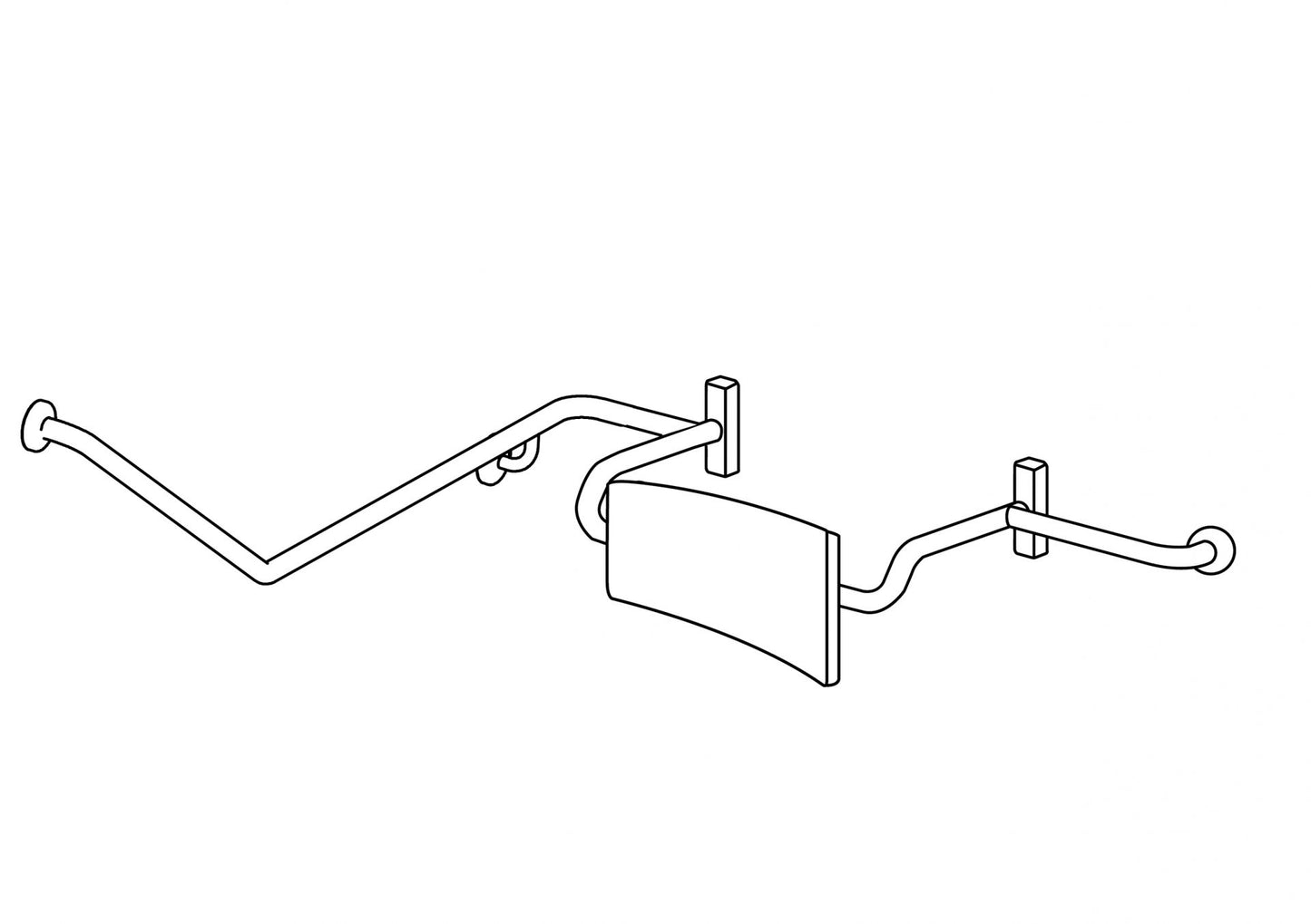 Metlam Lh & Rh 40° Grab Rail & Vandal Proof Backrest Set