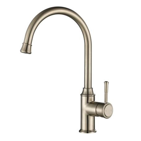 Modern National Montpellier Goose Neck Kitchen Mixer Warm Brushed Nickel