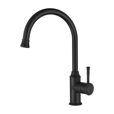 Modern National Montpellier Goose Neck Kitchen Mixer Matte Black