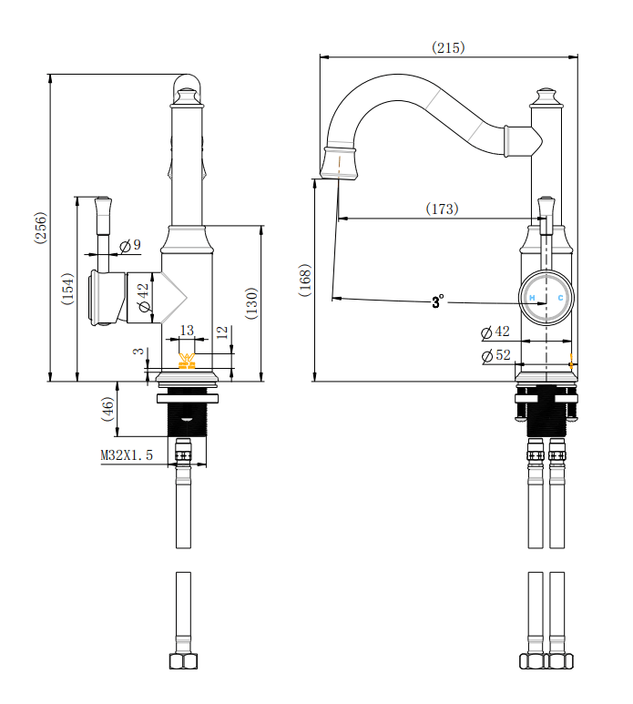 Modern National Montpellier High Rise Basin Mixer Chrome