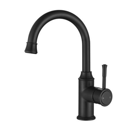 Modern National Montpellier High Rise Goose Neck Basin Mixer Matte Black