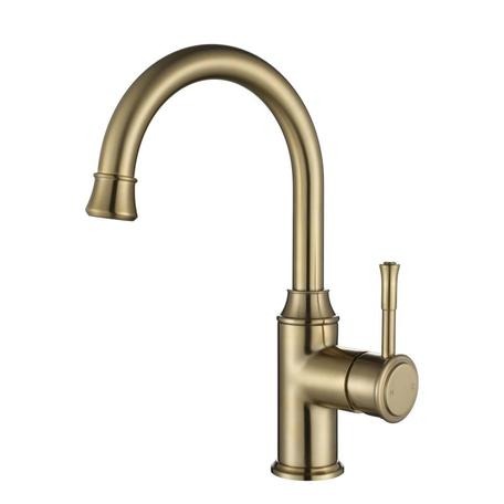 Modern National Montpellier High Rise Goose Neck Basin Mixer Brushed Bronze
