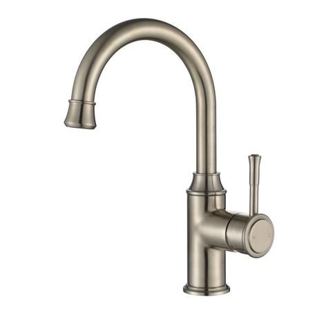 Modern National Montpellier High Rise Goose Neck Basin Mixer Warm Brushed Nickel