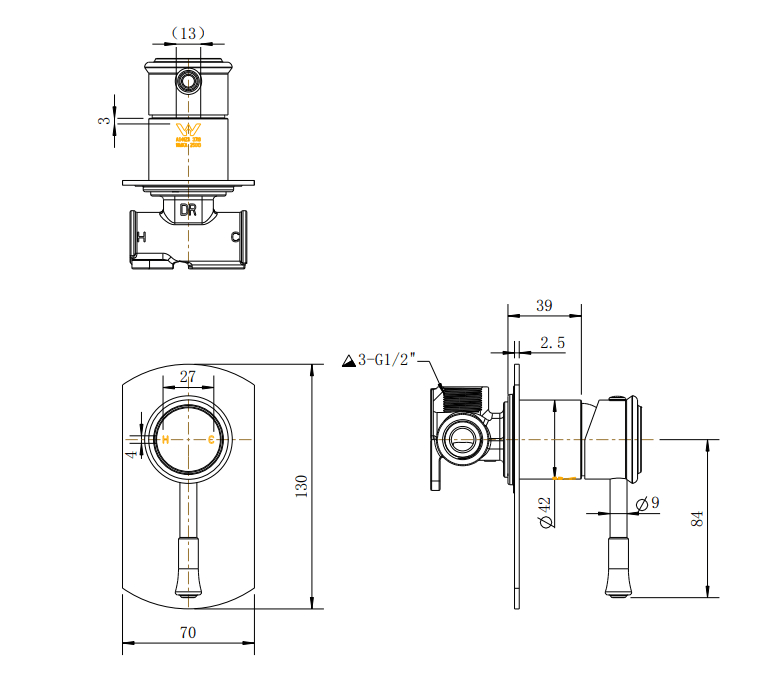 Modern National Montpellier Shower Mixer Chrome