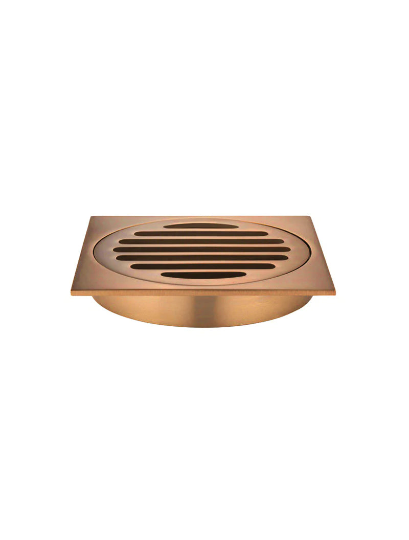 Meir Square Floor Grate Shower Drain 100mm Outlet, Lustre Bronze