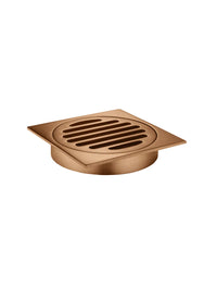 Meir Square Floor Grate Shower Drain 100mm Outlet - Brushed Bronze (Lustre Bronze)