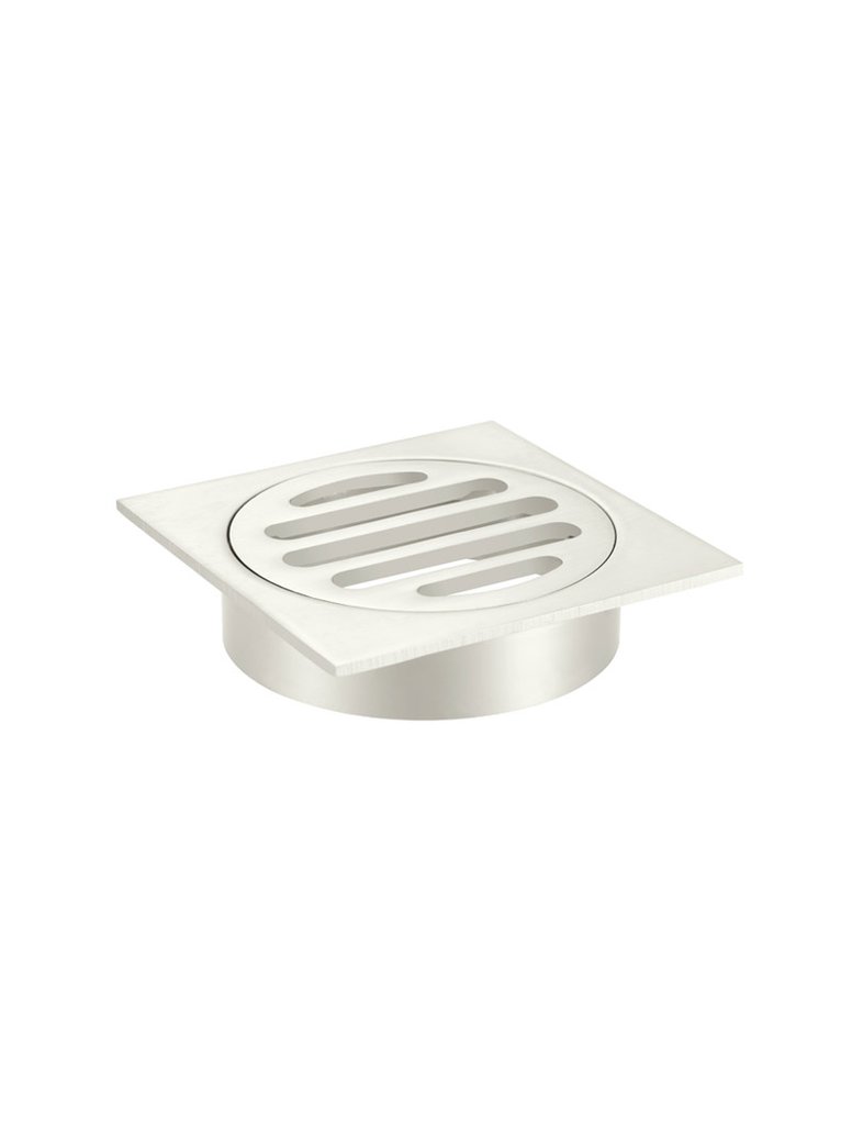 Meir Square Floor Grate Shower Drain 80mm Outlet - Brushed Nickel