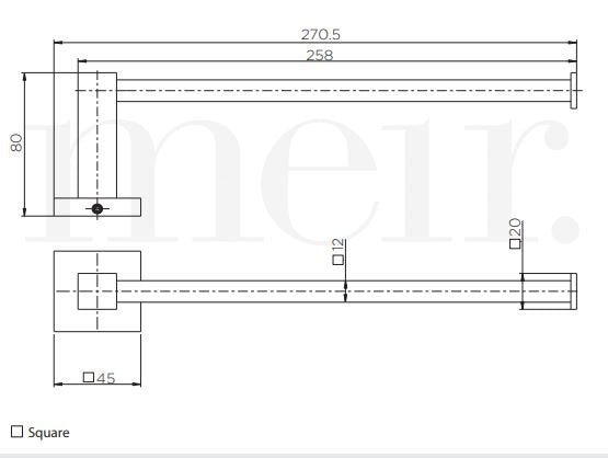 Meir Square Guest Towel Rail - Matte Black